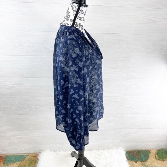 Vince Calico Floral Semi Sheer Popover Silk Top - Picture 9 of 11